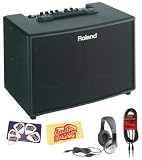 Roland AC-90 90-Watt 2x8-Inch Acoustic Chorus Guitar Amp Bundle with 20-Foot Instrument Cable, Headphones, Pick Card, and Polishing Cloth