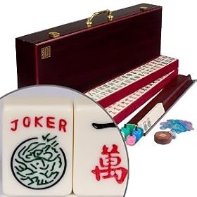 American Mahjong Game Set with Red Wood Case