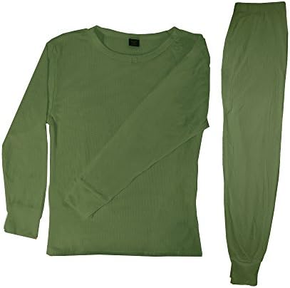 Women's Stay Warm 100% Cotton 2 Piece Top And Bottom Thermal Set - Green - L