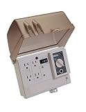 Cords, Wires & Accessories: Hubbell All-Weather 4 Grounded Outdoor Outlet Strip with GFCI, Photocell, and 6-Position Timer #FB6006
