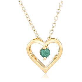 Yellow Gold Overlay Sterling Silver Emerald Heart Pendant, 18"