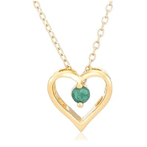 Buy Yellow Gold Overlay Sterling Silver Emerald Heart Pendant, 18 by Amazon.com Collection