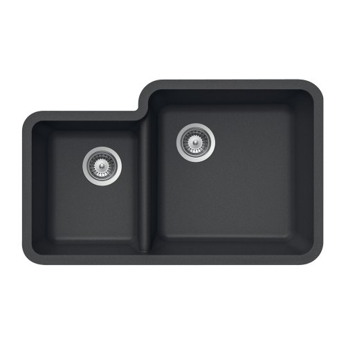 Houzer SOLIDO N-175 NERO Schock-Houzer Solido Series N-175 Undermount 70/30 Double Bowl Kitchen Sink, Nero