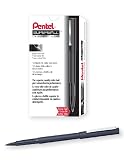 Pentel Superball Roller Ball Pen, Metal Tip, 0.25mm Extra Fine Lines, Black Barrel Black Ink, Box of 12 (R204A)