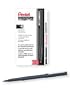 Pentel Superball Roller Ball Pen, Metal Tip, 0.25mm Extra Fine Lines, Black Barrel Black Ink, Box of 12 (R204A)