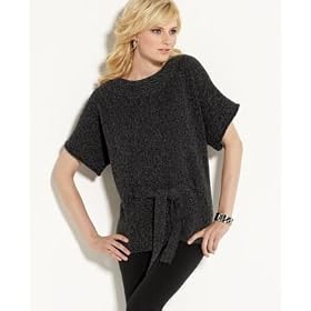 AK Anne Klein Petite Dolman-Sleeve Boat-Neck Tie Sweater