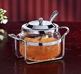 COVERED JAM DISH WITH SPOON - SILVER PLATED JAM SERVER WITH SPOON