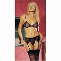 Fishnet Bra Top, Garter Belt and G-String 3 Pc. Set - by Leg Avenue