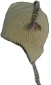 WOOL CHULLO FLEECE LINED SKI HAT TOQUE WITH EAR FLAPS WINTER KNIT BEANIE MOUNTAINEERING SKULL CAP - IVORY - PINK / VIOLET TRIM