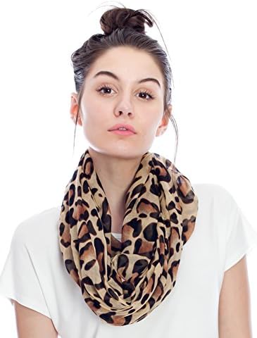SHOPPOLALA Women's Oversized Leopard Print Infinity Scarf O/S Beige