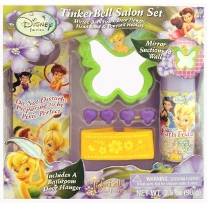 Disney Fairies Tinkerbell Bath Time Reflections Spa Gift Set - Includes Mirror, Bath Foam, Door Hanger, Head Band, & Ponytail Holders