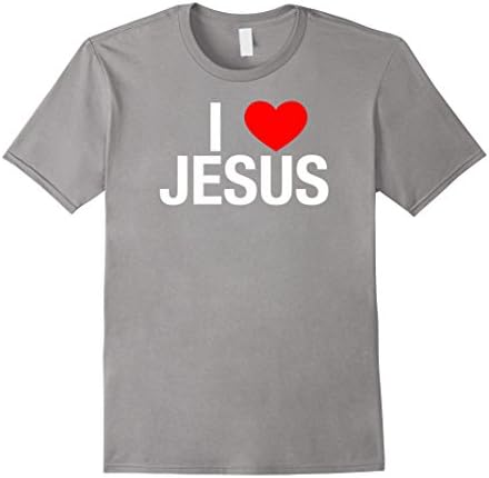 Men's I Love Jesus - I Heart Jesus T Shirt Medium Slate