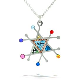 Modern Judaic Star & Chai Necklace #1025
