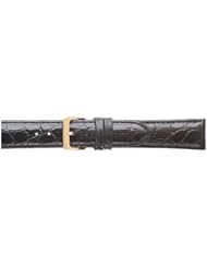 20mm Black Leather Croco Grain Watchband Replacement - Extra Long Length