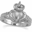 Platinum Diamond Ladies' Claddagh Ring - 0.04 Ct.