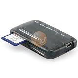 Mini All-in-1 Memory Card Reader Black Compatible with: Secure Digital: miniSD (with adapter), microSD/TransFlash (with adapter), Compact Flash: CF I, CF II, CF Ultra II, MicroDrive, xD Picture Cards, Memory Stick: Memory Stick, Memory Stick Pro, Memory Stick Duo, Multimedia Card: MMC I, MMC II, RS-MMC, HS-MMC - Compatible with Sony, SanDisk, Toshiba, Lexar