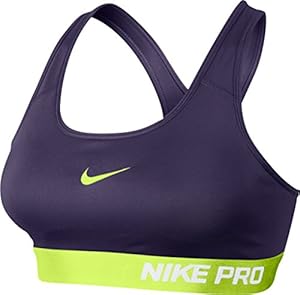 Nike Pro Padded Womens Sports Bra Ink/volt/volt 589420-535 (large)