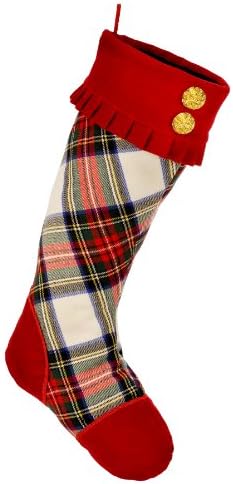 Waterford Holiday Heirlooms 18-Inch White Stewart Plaid Stocking
