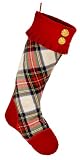 Waterford Holiday Heirlooms 18-Inch White Stewart Plaid Stocking