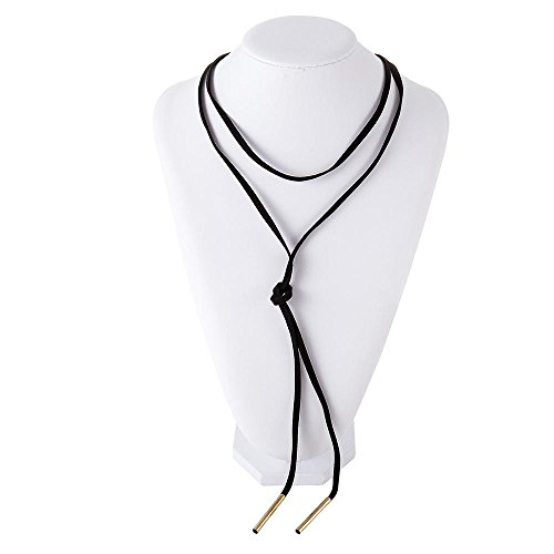ARICO Multi Layer 2 Circle PU Leather Necklace Simple Choker Pendant Necklace Low Price Jewelry NB977