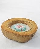 Grehom Scented Candle - Frangipani Blue in Coconut Shell; Handmade Floating Candles; Beautiful Gift