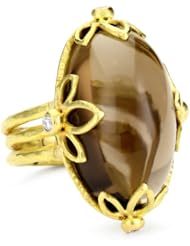 Julieli "Metaform" 18k Gold Smoky Quartz and Diamond Classic Ring