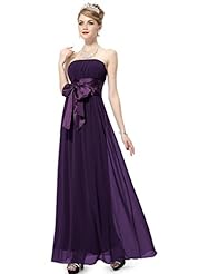 Strapless Chiffon/Polyester Lace  Evening Dress  With a Bow(s)