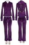 ROMEO & JULIET COUTURE Fleur de Lis Rhinestone Velour Active Set (Purple)