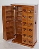 IMAGE OF Leslie Dame CD-612LD Wood CD, DVD, Video Storage Cabinet with Library Style Face - Dark Oak