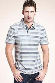 North Coast Pure Cotton Striped Slub Polo Shirt