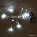 Battery LED Fairy Lights WHITE 10 Bulbs - Static