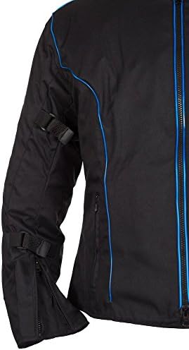 Kevlar & Ce Approved Racing Motorcycle Jacket. Removable Armor (L, Blue Piping)