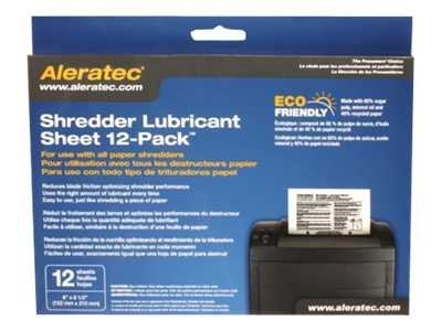 Aleratec 240165 Shredder Lubricant Sheet 12-Pack - Shredder lubricant sheets (pack of 12 )