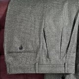 Patterned Wool Flannel Pleated Front Dress Trousers
