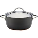 Anolon Nouvelle Copper Hard-Anodized Nonstick 5-Quart Covered Dutch Oven, Dark Gray