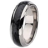 7mm Domed Titanium Ring with Black Carbon Fiber Inlay (Sizes 8-12)