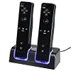 eForCity Dual Charging Station w/ 2 Rechargeable Batteries & LED Light for Wii Remote Control, Black
