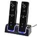 eForCity Dual Charging Station w/ 2 Rechargeable Batteries & LED Light for Wii Remote Control, Black