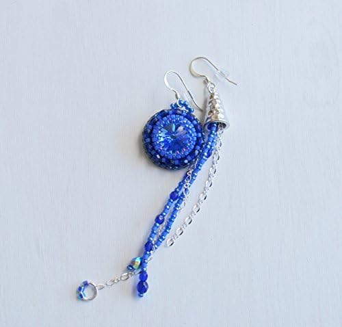 Asymmetrical Earrings Royal Blue Extra Long