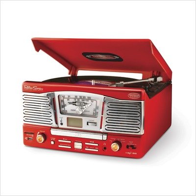 Nostalgia Electrics TCD-682ERED Retro Series Turntable Radio CD MP3 Player w/USB