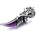 Men's Stainless Steel Pendant Necklace Crystal Silver Purple Wolf Tooth Tribal-with 23 Inch Chain