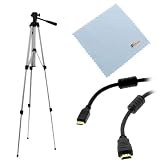 GTMax 52 inch Light Weight Travel Camera Tripod + 6 Feet HDMI Cable + Microfiber Cleaning Cloth for Nikon COOLPIX P100 P500 L120 P7000 P7100 D3100 V1 J1; Panasonic Lumix DMC-GF3 FZ47 FZ48 FZ150K Digital Cameras