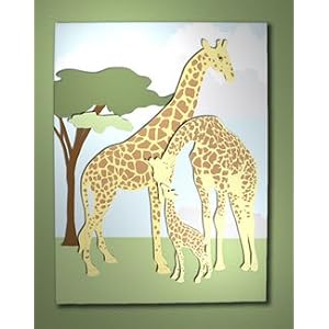 Nursery Wall Art Decor – Loving Giraffes Canvas Print