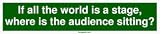 If all the world is a stage, where is the audience sitting? Large Bumper Sticker
