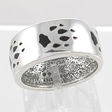 Sterling Silver Black Bear Paw Wide Band Ring, #11116