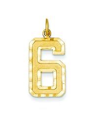 14K Yellow Gold Large Number 6 Charm Pendant Jewelry