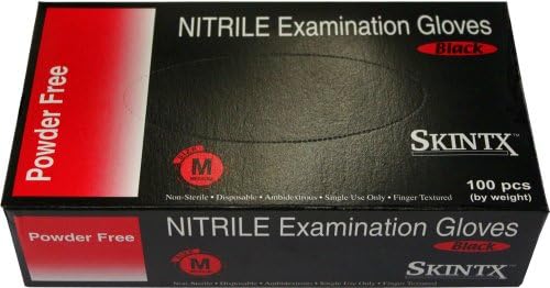 TG Medical SKINTX Black Nitrile Powder-Free Finger Textured Exam Gloves Extra Large - Sold by the Case