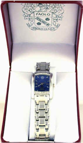 NEW PAOLO GUCCI LADIES CRYSTAL SQUARE STEEL WATCH BLUE
