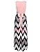 HOTOUCH Women's Patchwork Sleeveless Ruched Waist Striped Chevron Maxi Dress