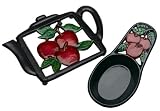 Global Decor 1900 Teapot Apples trivet / Apples Spoon Rest